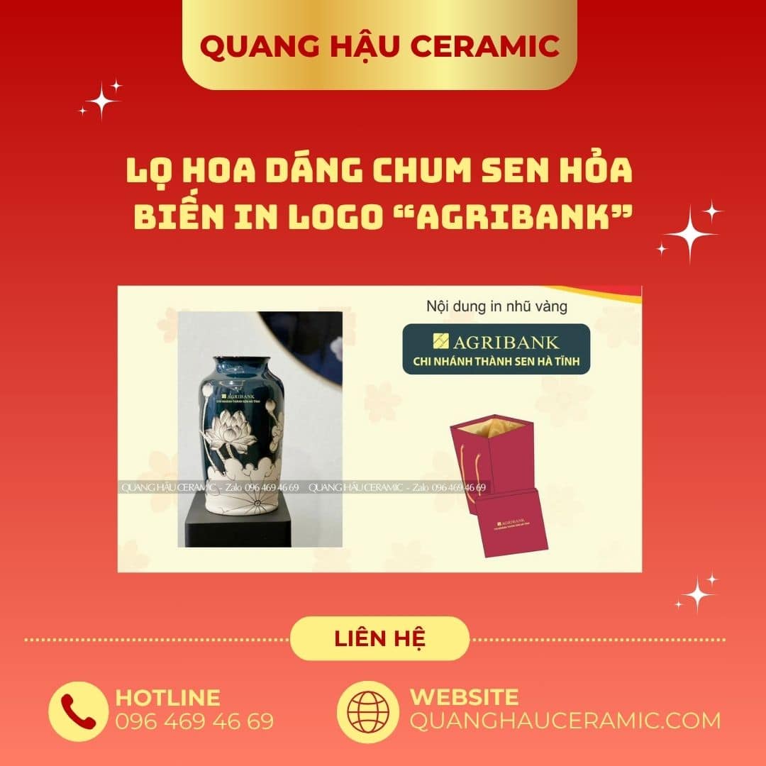 Lo hoa dang chum Ve thuong in logo Ngan Hang Agribank Chi Nhanh Thanh Sen Ha Tinh tren nen Sen hoa bien Men hoa bien 1