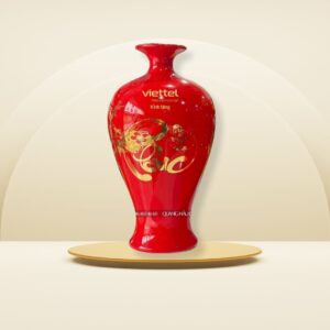 Mai bình decal vàng đỏ bóng, quà tặng doanh nghiệp Viettel Ninh Thuận.