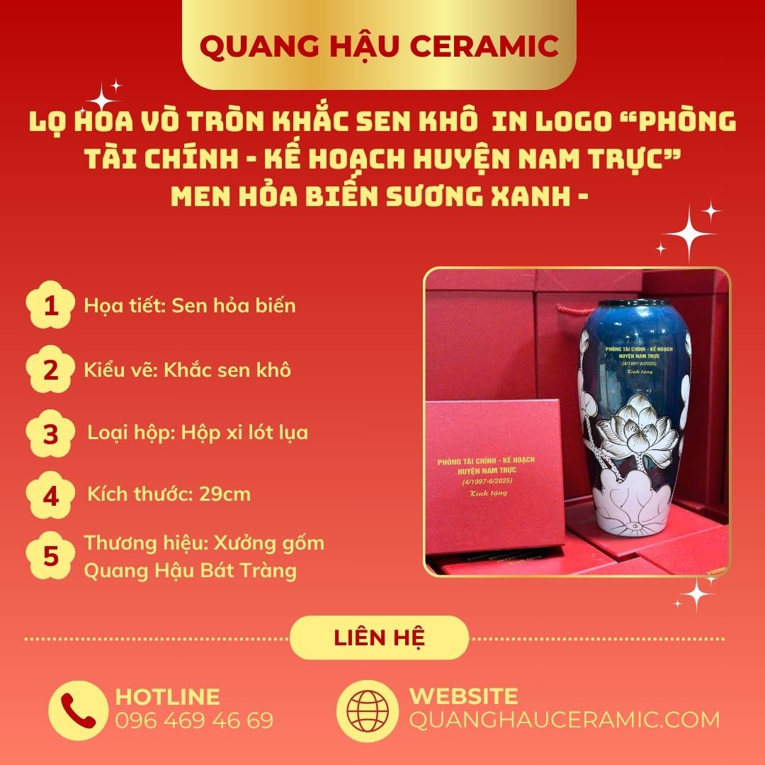 Thiết kế lọ hoa in logo Phòng Tài chính - Kế hoạch huyện Nam Trực