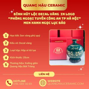 Bình hút lộc in logo Phòng ngoại tuyến công an TP Hà Nội – ảnh thiết kế kèm thông số kỹ thuật