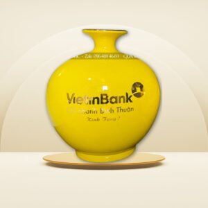 Bình hút lộc decal vàng xanh bộ đội bóng, quà tặng doanh nghiệp Viettinbank Bình Dương.