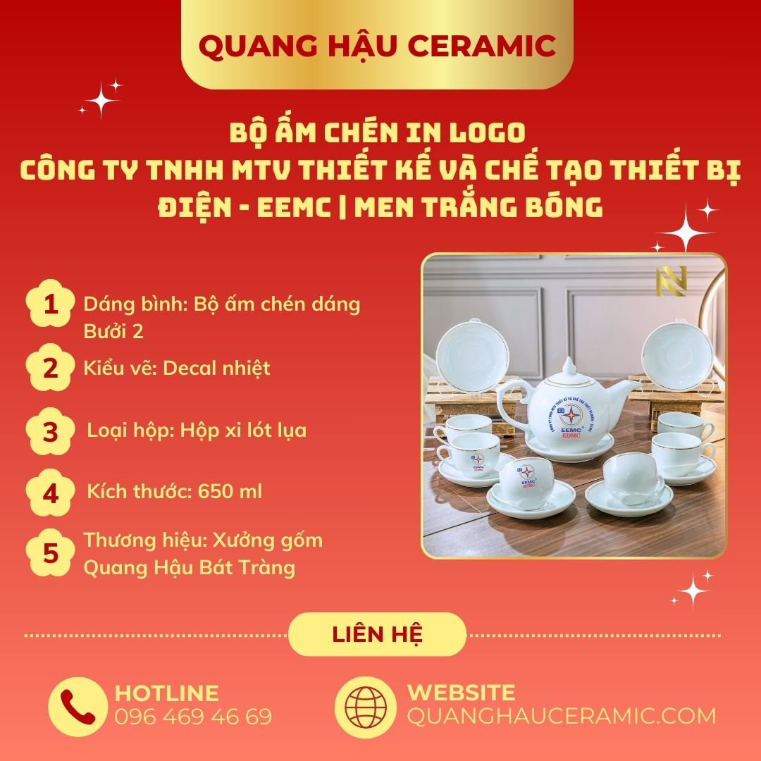 thông số kỹ thuật bộ ấm chén in logo EEMC