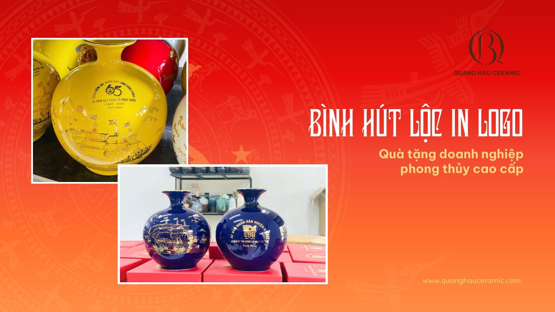 Bình hút lộc in logo – quà tặng doanh nghiệp phong thủy cao cấp tại Bát Tràng